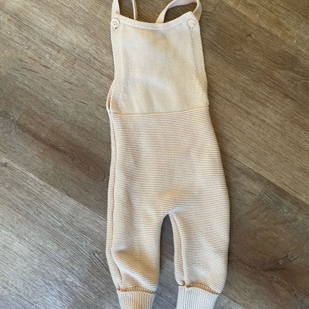 Cozy Knit Peach Overalls